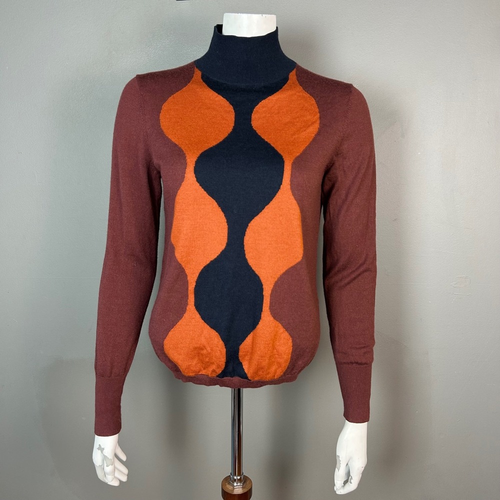 Uniqlo x Marimekko Sweater Women's Medium MCM Retro Slim Wool Turtleneck Mod 70s